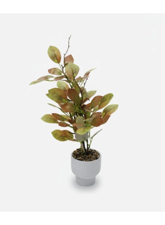AKDC CeramicPots Artificial Green Plant – Premium Plastic Foliage in Ceramic Pot – 40 cm Home & Office Décor - Image 2