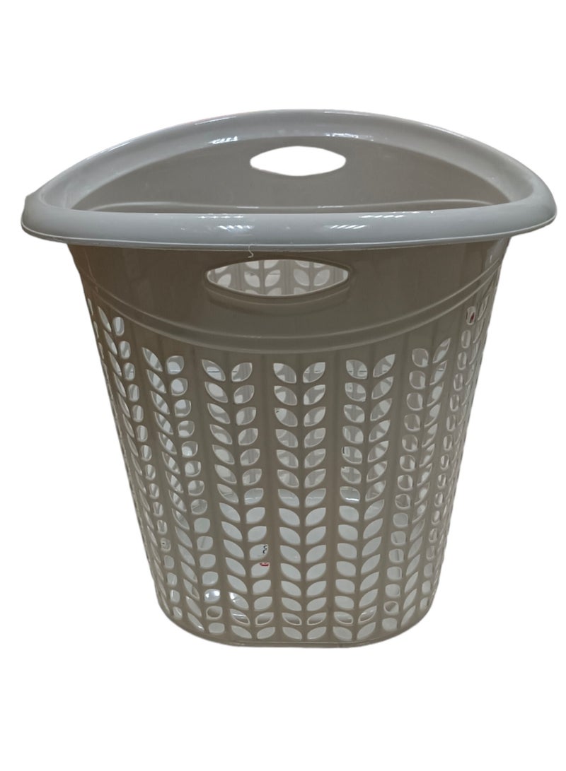صقوير سلة غسيل بلاستيكية شكل بيضاوي 40 لتر (45 × 50 سم) رمادي | صندوق تخزين الغسيل متعدد الأغراض - Image 1