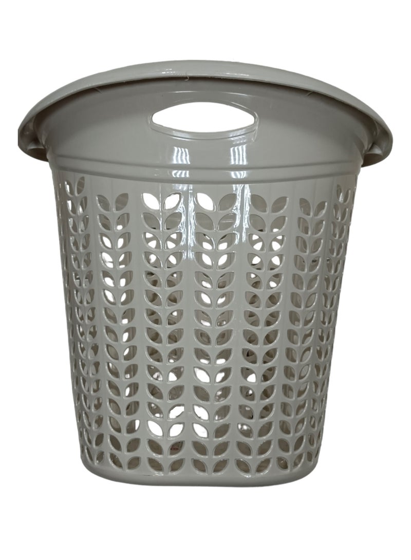 صقوير سلة غسيل بلاستيكية شكل بيضاوي 40 لتر (45 × 50 سم) رمادي | صندوق تخزين الغسيل متعدد الأغراض - Image 3