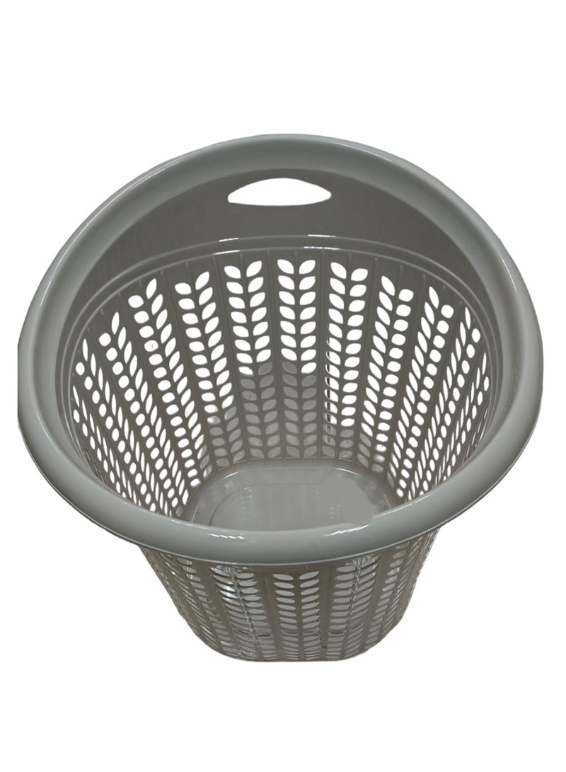 صقوير سلة غسيل بلاستيكية شكل بيضاوي 40 لتر (45 × 50 سم) رمادي | صندوق تخزين الغسيل متعدد الأغراض - Image 2