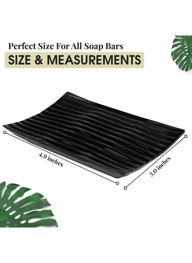 GO Modern Zen Black Ceramic Soap Dish - 4.9 x 3 Inches Sleek Bathroom Soap Tray - Durable Bar Soap Holder with Soap Saver Ridges, Black Soap Dish for Bathroom, Kitchen, or Shower  - Image 2