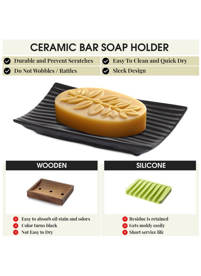 GO Modern Zen Black Ceramic Soap Dish - 4.9 x 3 Inches Sleek Bathroom Soap Tray - Durable Bar Soap Holder with Soap Saver Ridges, Black Soap Dish for Bathroom, Kitchen, or Shower  - Image 3