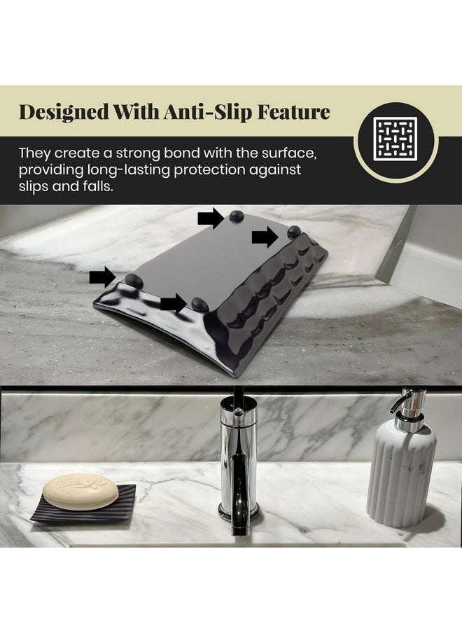 GO Modern Zen Black Ceramic Soap Dish - 4.9 x 3 Inches Sleek Bathroom Soap Tray - Durable Bar Soap Holder with Soap Saver Ridges, Black Soap Dish for Bathroom, Kitchen, or Shower  - Image 4