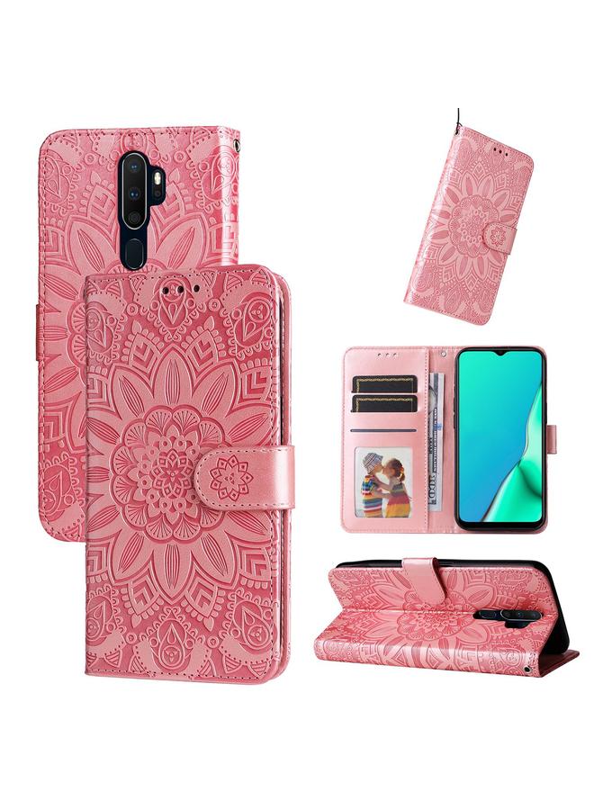 اس-توب جراب هاتف OPPO A9 / A5 2020 من الجلد المنقوش بزهرة عباد الشمس - Image 1