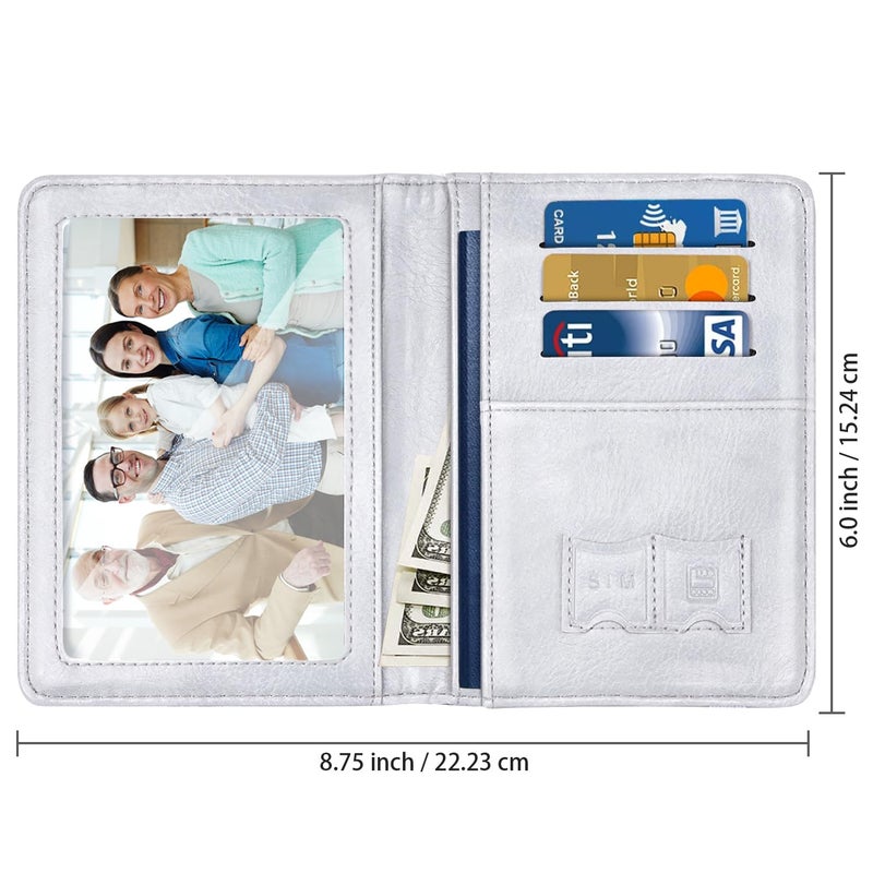 Coco Rossi Passport Cover Holder,Travel Wallet Credit Card Holder RFID Blocking Passport Wallets for Women and Men with Photo Slot, Grey Flowers - Image 2