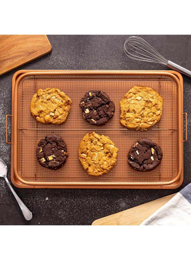 Air Fryer Oven Tray with Mesh Basket – Non-Stick Copper Crisper Set for Oil-Free Baking and Roasting – Ideal for Fries, Chicken, and Vegetables - Image 5