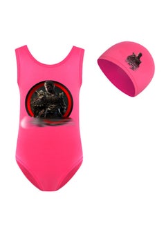 MQD Black Myth Goku Girls' One Piece Swimsuit And Cap Set 