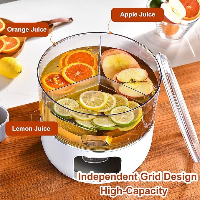 MAPPLE CREATION موزع مشروبات مابل كريشن للثلاجة غلاية باردة دوارة غلاية باردة بثلاثة أقسام موزع مشروبات مثلجة بسعة كبيرة إبريق ماء بارد مع صنبور للمشروبات المثلجة والعصائر - Image 5