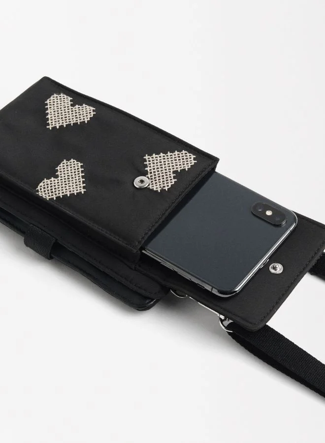 PARFOIS NYLON PHONE BAG WITH HEARTS