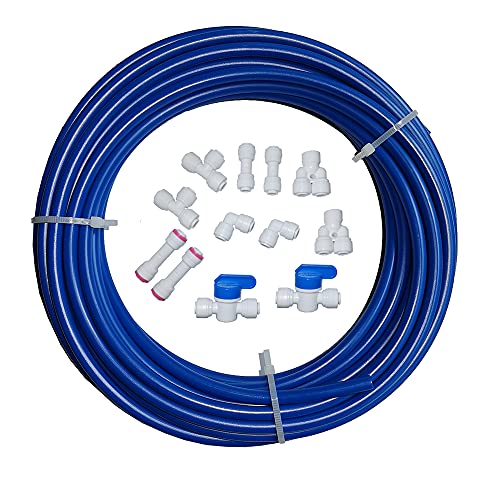 Malida Water purifier quick connector,RO water 1/4 tubing, RO water filter fittings, 1/4 inch tubing blue 10 meters + quick connect 12pcs - Image 1