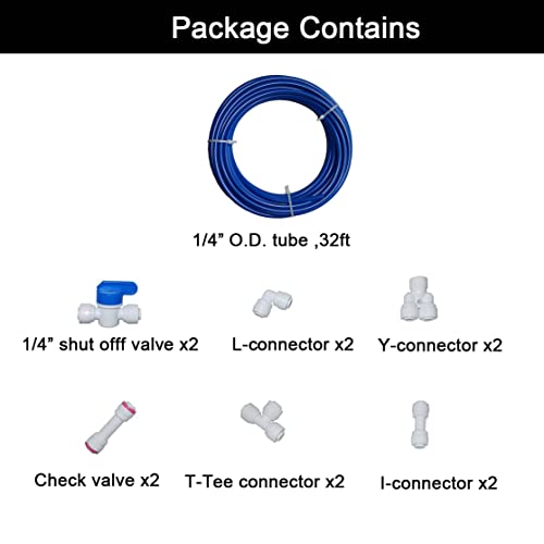 Malida Water purifier quick connector,RO water 1/4 tubing, RO water filter fittings, 1/4 inch tubing blue 10 meters + quick connect 12pcs - Image 3