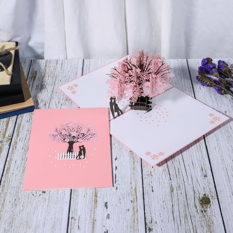 3D Three-Dimensional Cherry Tree Single Three-Dimensional Greeting Card Romantic Cherry Blossom Wedding Greeting Card Mother'S Day - Image 3