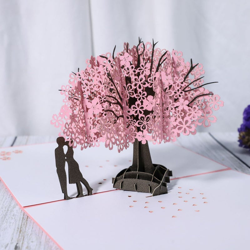 3D Three-Dimensional Cherry Tree Single Three-Dimensional Greeting Card Romantic Cherry Blossom Wedding Greeting Card Mother'S Day - Image 4