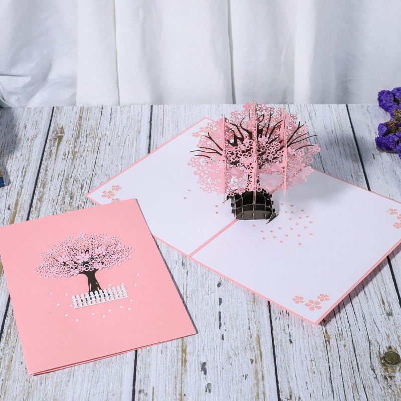 3D Three-Dimensional Cherry Tree Single Three-Dimensional Greeting Card Romantic Cherry Blossom Wedding Greeting Card Mother'S Day - Image 5