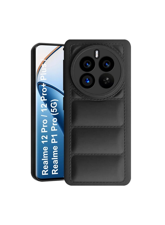 Cedo غطاء خلفي CEDO لجهاز Realme 12 Pro / 12 Pro+ Plus / Realme P1 Pro (5G) | حماية من الصدمات بزاوية 360° وتصميم كاميرا بارز | غطاء خلفي مطاطي سيليكون ناعم مضاد للصدمات (أسود) - Image 1