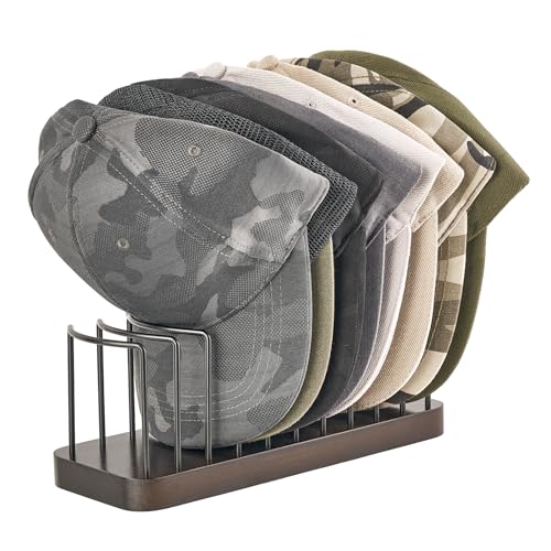 Mkono Hat Organizer for Baseball Caps, Set of 1 Hat Holder for 10 Baseball Caps, Tabletop Hat Rack Stand Hat Storage Display Baseball Cap Organizer for Desk Closet Shelf Dresser - Image 1