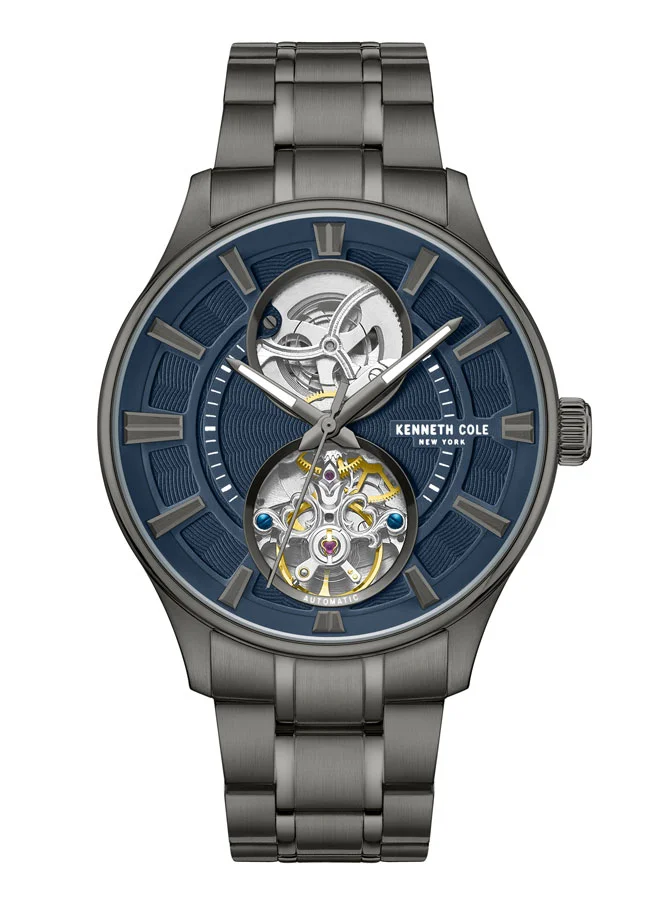 كينيث كول نيو يورك 43.5mm Analog Men's Watch with Gun Stainless Steel Bracelet
