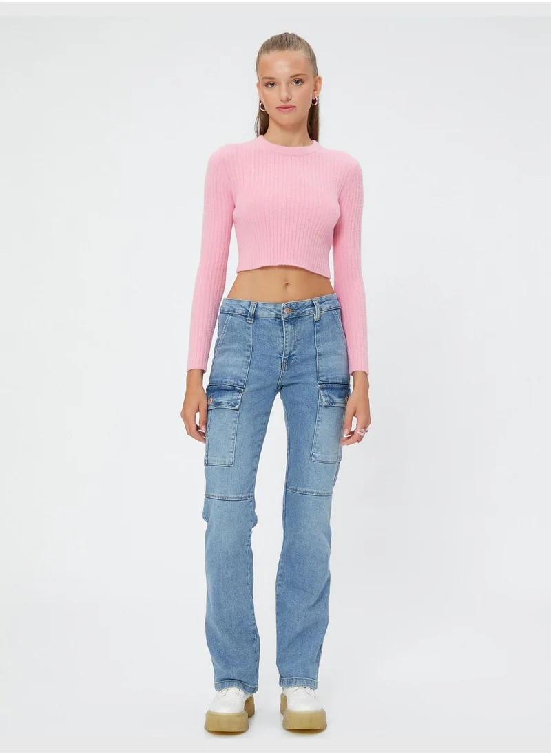 كوتون Straight Leg High Rise Denim Trousers - Nora Jeans