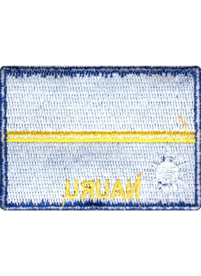Artist Unknown Nauru Flag Applique Embroidered Sweing Patch Suitable for Jackets, Bags, T-Shirts, Jeans, Pants, Outdoor Clothing ; Size: 7cm x 5cm ; Imported from Malaysia (1 Piece)  - Image 2