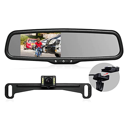 AUTO-VOX Rear View Mirror Camera with 4.3” Monitor: Super Night Vision OEM Rearview Mirror Backup Camera with IP 68 Waterproof Back Up Camera for Car, Rearview Mirror for Parking & Driving Safety AUTO-VOX T2 - Image 1