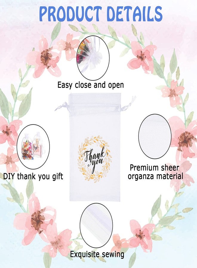 Shappy 100 Pcs White Thank You Sheer Organza Gift Bags Bulk 4x6 Inch, Drawstring Favor Pouches for Wedding Party Favors, Baby Shower Candy, Easter Treat, Birthday Goodie Bags, Small Jewelry Soap Packaging - Image 3