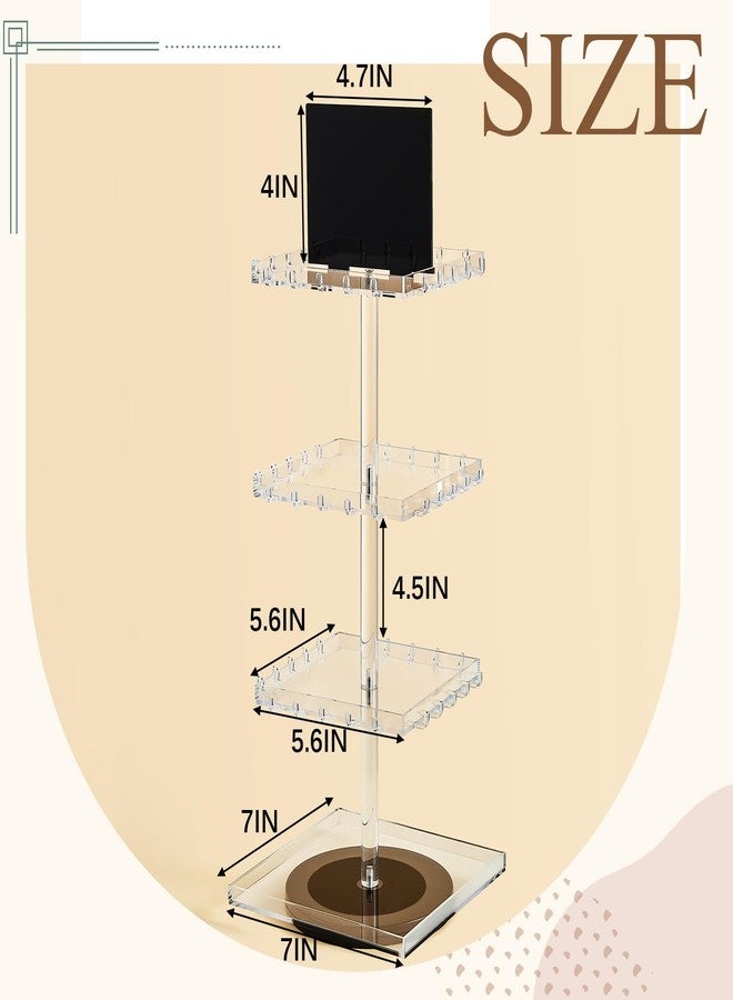 Kathfly 4-tier Bracelet Holder 360° Rotating Acrylic Bracelet Display Stand with 60 Hooks, Jewelry Holder Organizer with Tray, Jewelry Display Stand with Advertising Board for Bangles Keychain Earrings Vendor - Image 2