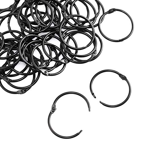 Lind Kitchen 50PCS 1.5" Book Ring Metal Loose Leaf Binder Hinged Buckle Binding Rings Scrapbook Sketchbook Craft Photo Album DIY Black 38mm - Image 1