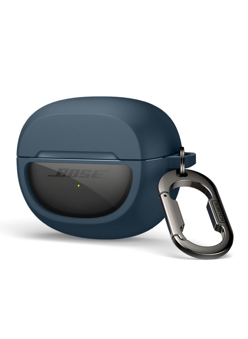 Slim and Stylish Transparent Hard PC Shockproof TPU Case Cover with Carabiner for Bose Ultra Open Earbuds 2024, Blue - Image 1