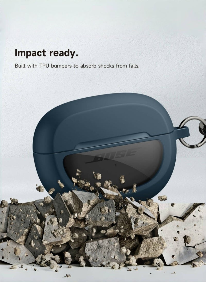 Slim and Stylish Transparent Hard PC Shockproof TPU Case Cover with Carabiner for Bose Ultra Open Earbuds 2024, Blue - Image 3