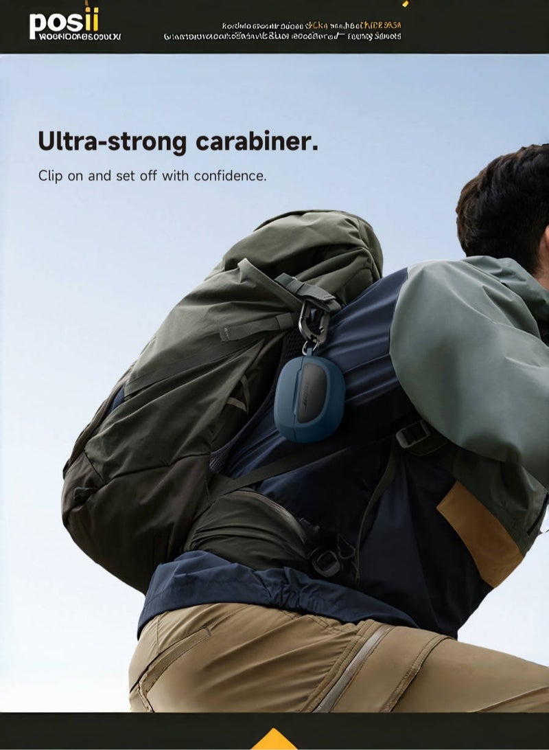 Slim and Stylish Transparent Hard PC Shockproof TPU Case Cover with Carabiner for Bose Ultra Open Earbuds 2024, Blue - Image 4