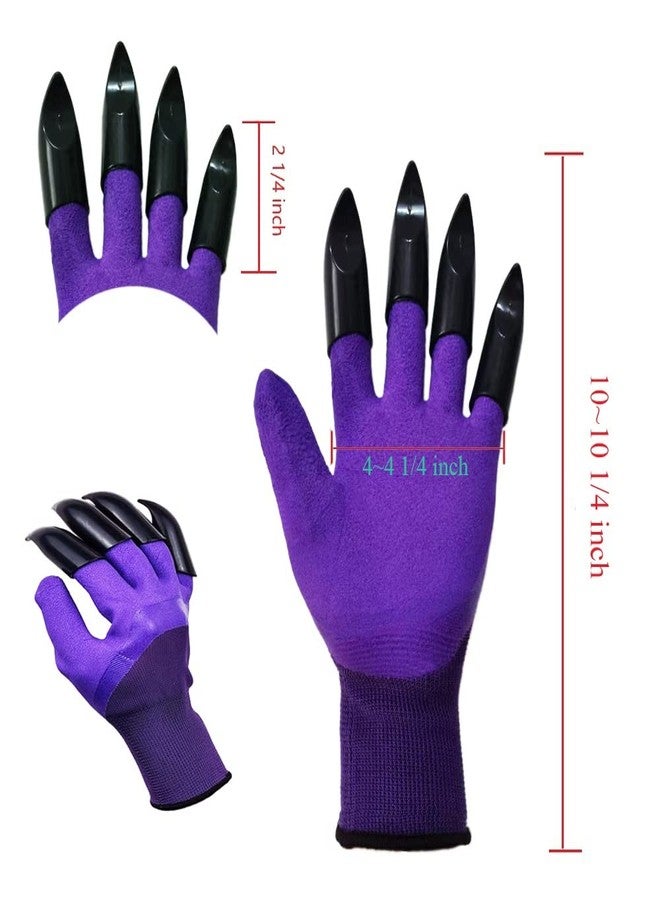 DCCPAA Garden Gloves with Claws 2 Pairs（Two Hands with Claws)for Digging, Planting, Weeding, Seeding-Waterproof, Best Gardening Gifts for Men and Women-Purple+Green - Image 3