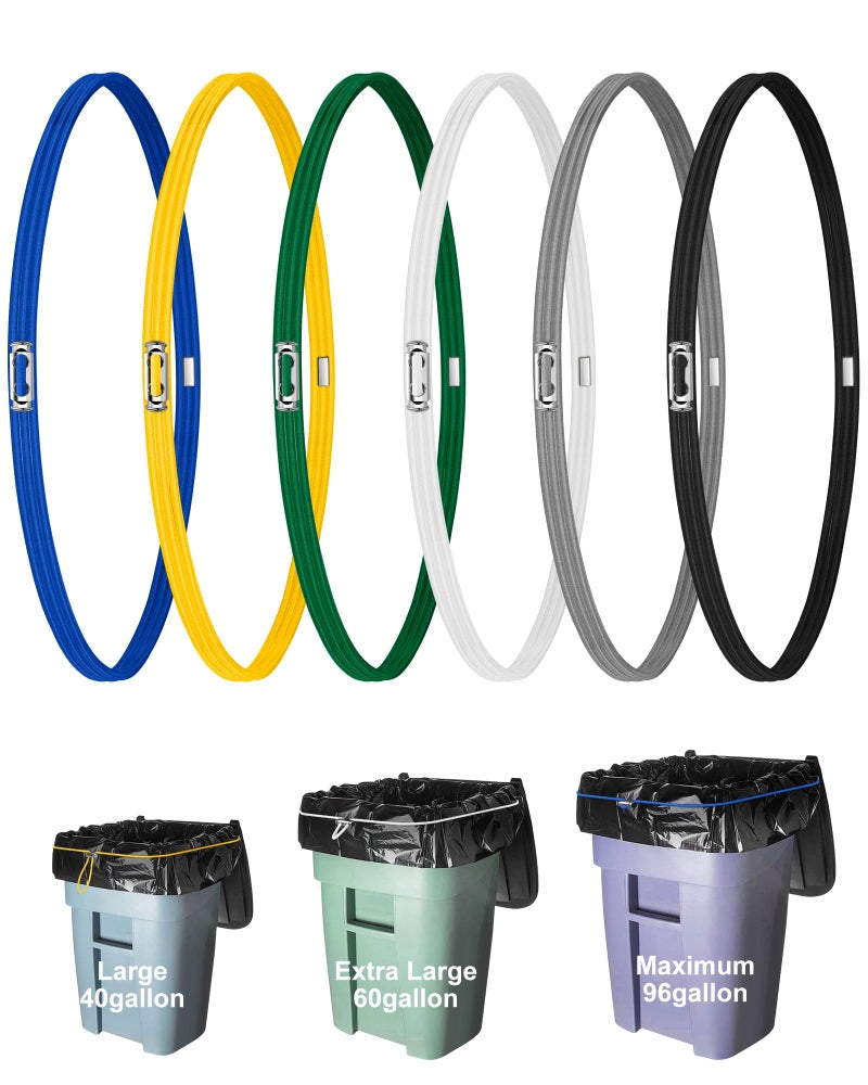 Rosaver Large Rubber Bands for Trash Can Fits up 40-96 Gallon Extra Large Trash Can Rubber Bands Garbage Can Bands Outdoor Trash Bag Holder Multifunction Bands Buckles of common metal for Picnic Camping Party - Image 1