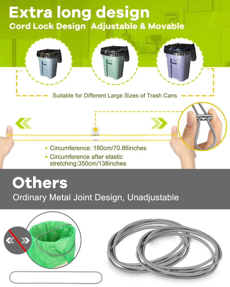 Rosaver Large Rubber Bands for Trash Can Fits up 40-96 Gallon Extra Large Trash Can Rubber Bands Garbage Can Bands Outdoor Trash Bag Holder Multifunction Bands Buckles of common metal for Picnic Camping Party - Image 2
