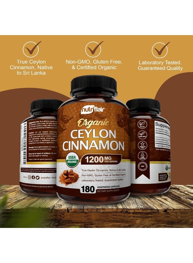 NutriFlair Organic Ceylon Cinnamon Supplement 1200mg, 180 Capsules - Image 5
