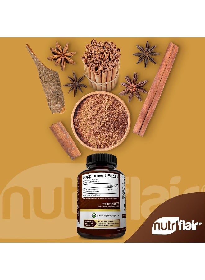 NutriFlair Organic Ceylon Cinnamon Supplement 1200mg, 180 Capsules - Image 3