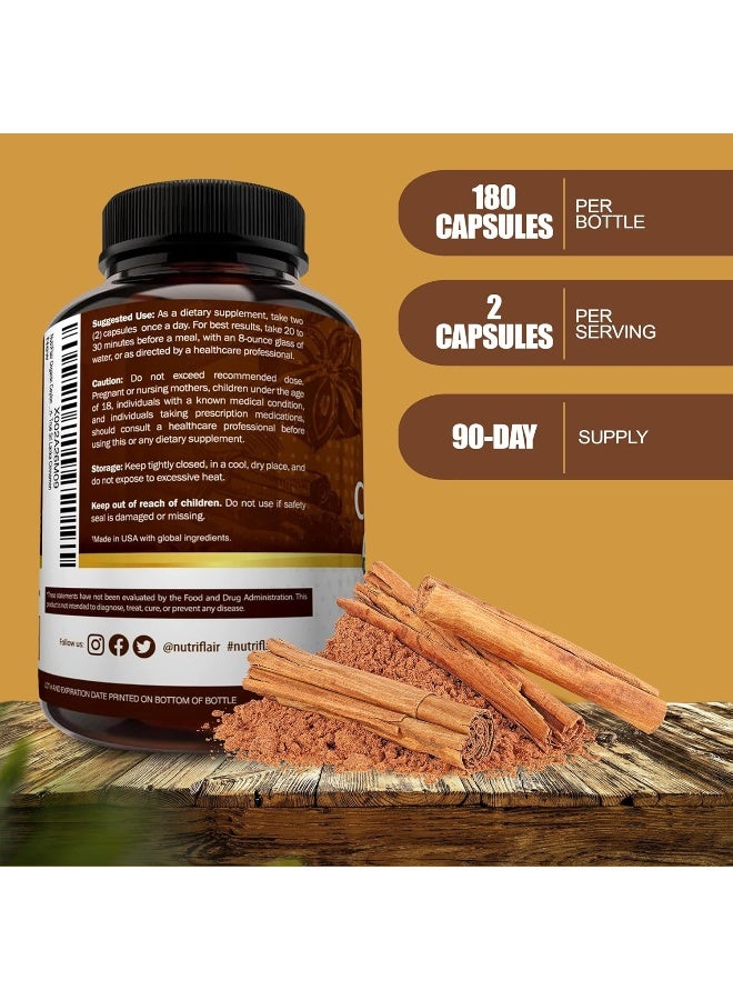 NutriFlair Organic Ceylon Cinnamon Supplement 1200mg, 180 Capsules - Image 2