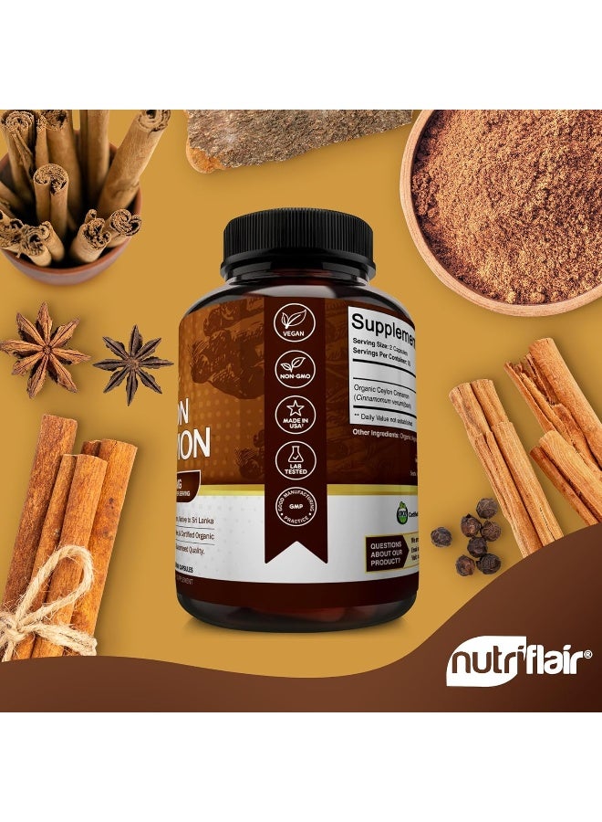 NutriFlair Organic Ceylon Cinnamon Supplement 1200mg, 180 Capsules - Image 4