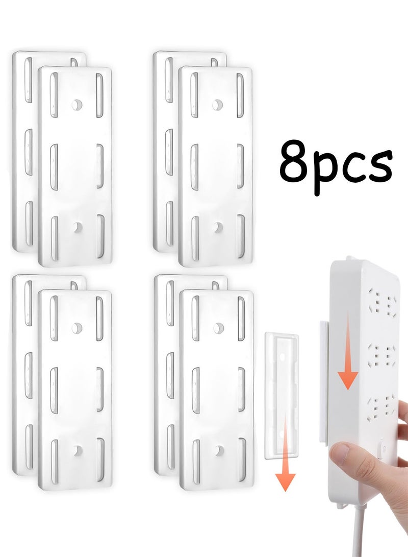 Adhesive Punch Free Socket Holder, 8Pcs Power Strip Holder Wall Mount, Self-Adhesive Desktop Socket Fixer Space-Saving and Easy Install for WiFi Routers, Remote Controls - Image 1