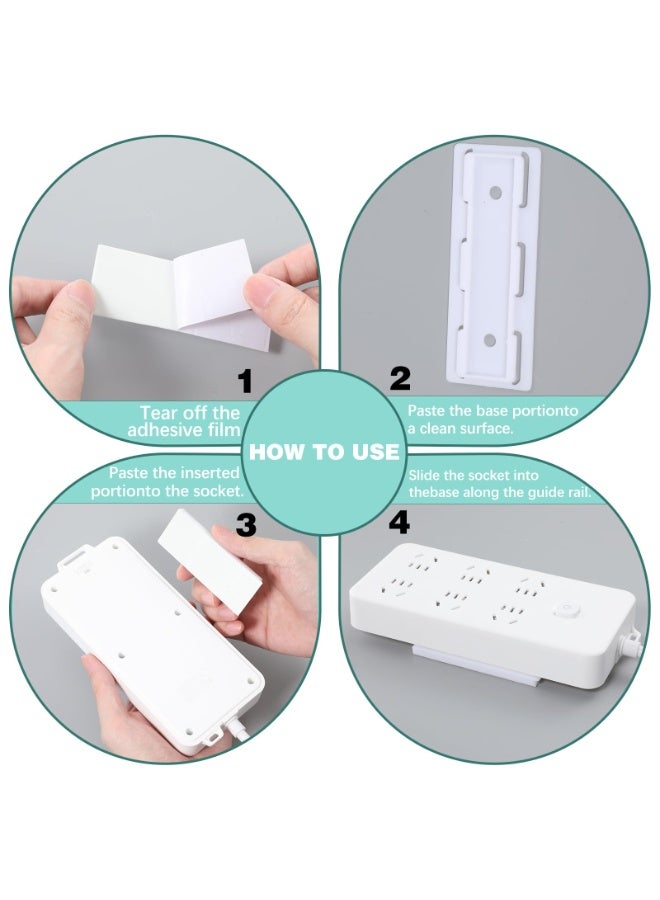 Adhesive Punch Free Socket Holder, 8Pcs Power Strip Holder Wall Mount, Self-Adhesive Desktop Socket Fixer Space-Saving and Easy Install for WiFi Routers, Remote Controls - Image 5