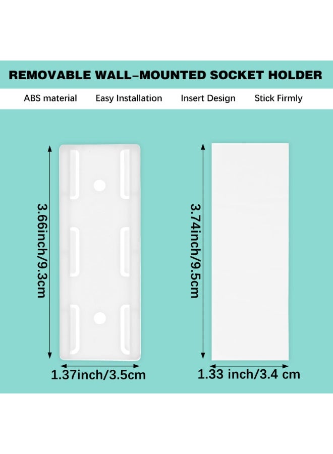 Adhesive Punch Free Socket Holder, 8Pcs Power Strip Holder Wall Mount, Self-Adhesive Desktop Socket Fixer Space-Saving and Easy Install for WiFi Routers, Remote Controls - Image 2