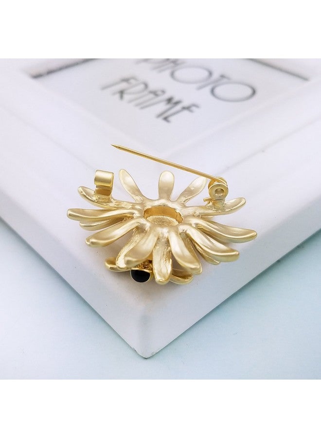 YOQUCOL Sunflower Honeybee Bee Brooch Pin With Bright Austrian Cubic Zirconia Crystal For Women - Image 4