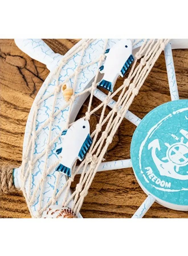White Nautical Beach Wooden Boat Steering Wheel Decoration With Anchor Rope For Holiday Home Event Decor - Image 5