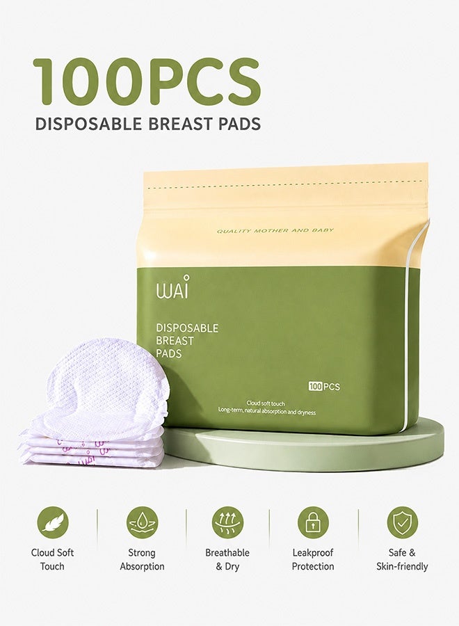 WAI Pack Of 100 Disposable Nursing Nipple Pads, Breast Pads for Breastfeeding - Image 1