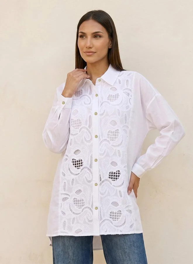 Iconic Iconic Cotton Shirt High Low Hem