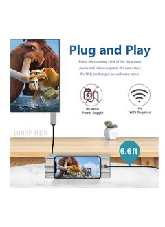 Excefore Lightning to HDMI Adapter Cable for iPhone,[Apple MFi Certified] 1080P HDTV Cable Adapter Digital AV Sync Screen Connector Compatible with iPhone/iPad/iPod on HD TV Monitor Projector,6.6 Feet/2M,Grey  - Image 5