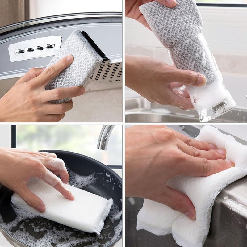 Reusable Kitchen Sponge Scrub Pads 10 Pack Multi Functional Diamond Mesh Dishwashing Sponges - Image 5