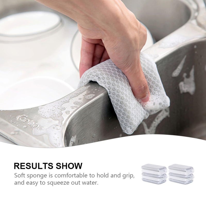 Reusable Kitchen Sponge Scrub Pads 10 Pack Multi Functional Diamond Mesh Dishwashing Sponges - Image 4