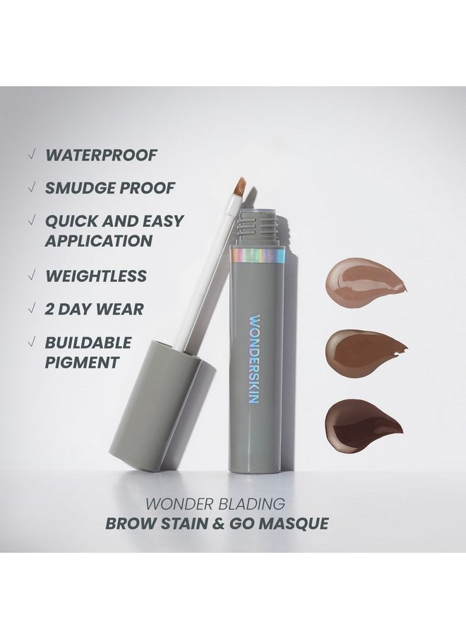 Wonderskin - Wonderskin Eyebrow Tint - Wonder Blading Brow Stain & Go Masque, Long Lasting Brow Tint, Transfer Proof and Smudge Proof Eyebrow Stain (Dark Brunette) - Image 1