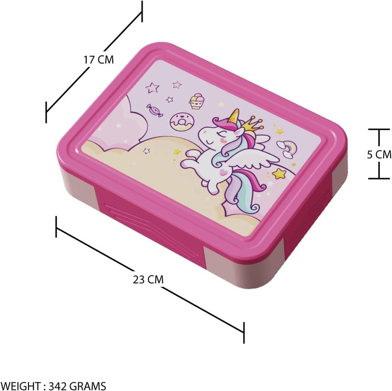 PEARL Kids Large Plastic Bento Lunch Box - Unicorn Design, BPA-Free, Leakproof, Spacious Lunch Container for Kids - Image 2