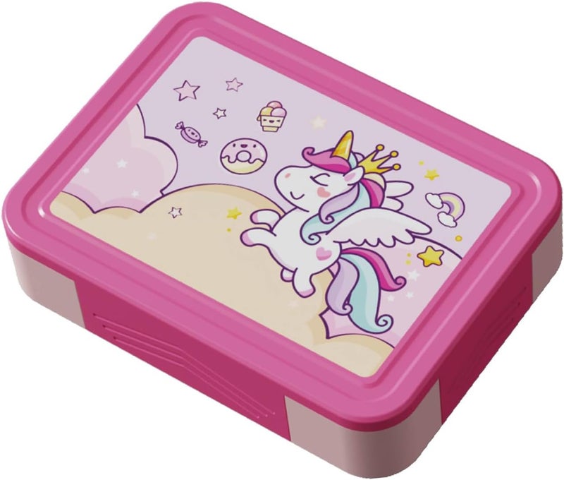 PEARL Kids Large Plastic Bento Lunch Box - Unicorn Design, BPA-Free, Leakproof, Spacious Lunch Container for Kids - Image 1